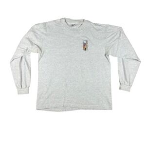 Anvil Zion Canyon Hiker Long Sleeve T-Shirt Mens Large Gray Made in USA Vintage